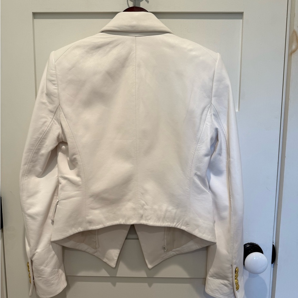 NWT Veronica Beard Cooke Dickey jacket white leather blazer size 6 - Picture 11 of 13